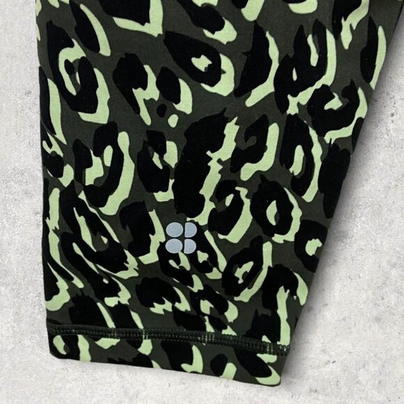New Sweaty Betty Leggings High Rise Green Leopard Print Power Workout Size Small - Picture 4 of 12